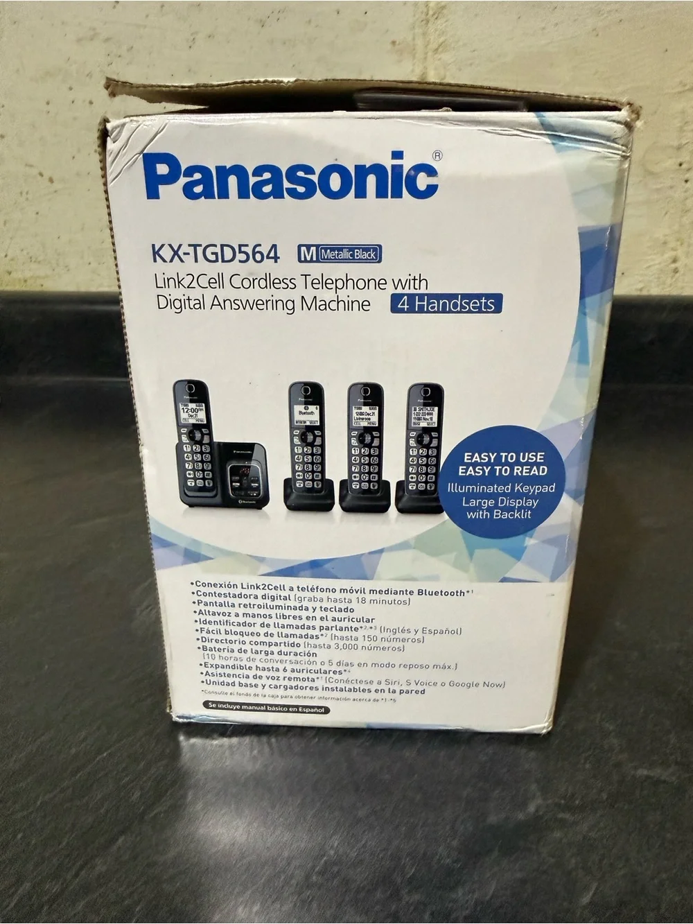 Panasonic KX-TGD564M Single Line DECT 6.0 Cordless Phone 4 Handsets Open Box